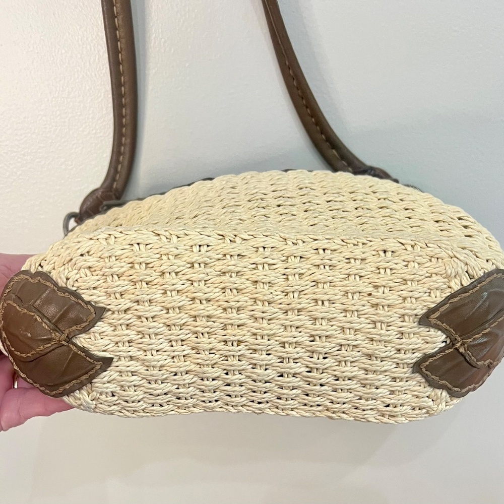 Brighton Cassia Nat Leather 3D Floral Handbag Shoulder Purse Ivory Brown Charms - Picture 8 of 11